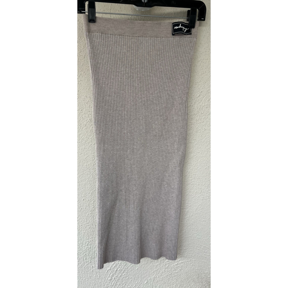 Madhappy Taupe Ribbed Knit Midi Skirt Pull On Women’s XS Lounge Business Minimal